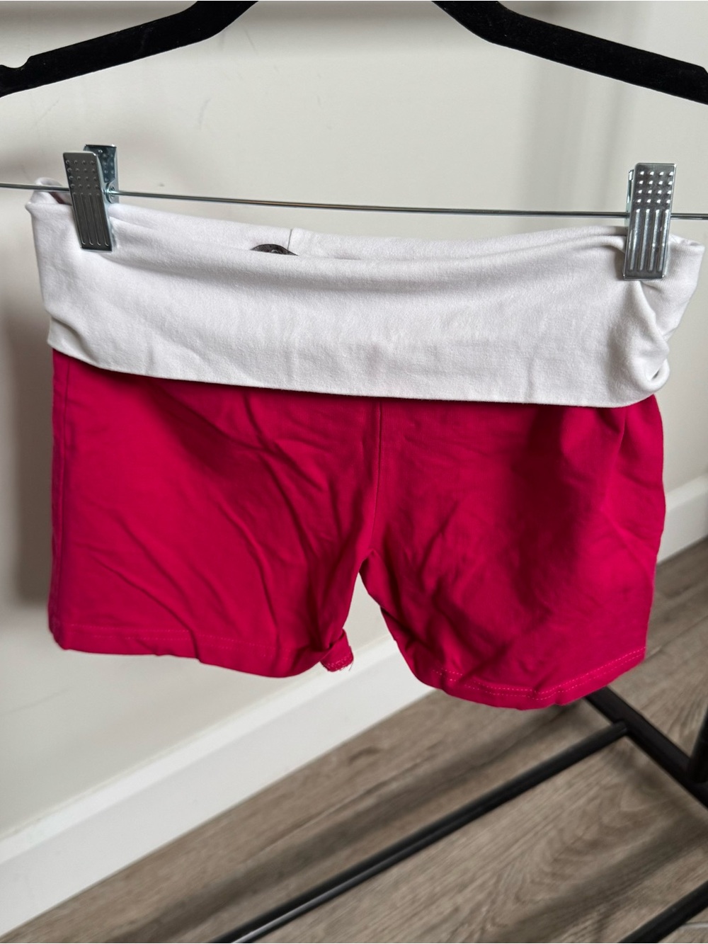 Fold-Over Waistband Pink Women’s Athletic Shorts
